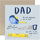 Old English Co. No One Measures Up To You Card for Dad - Birthday Card for Dad - Fun Birthday Greeting Card for Him Men - Fun DIY Tools Pun Card from Son Daughter Father's Day | Blank Inside