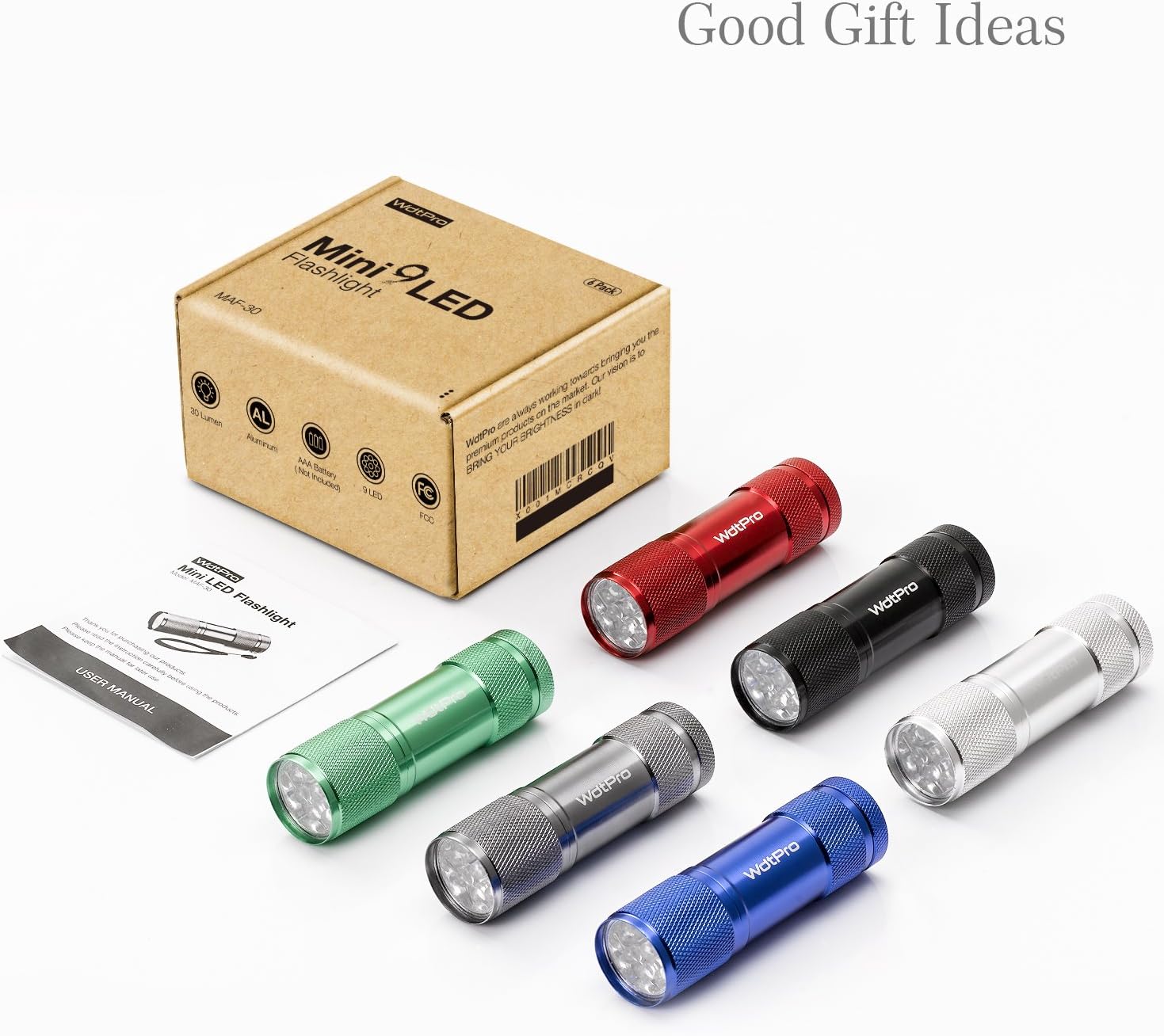 WdtPro 6-Pack Small Flashlight with 18 AAA Batteries - Super Bright 9 LED Mini Flashlights Colors Assorted - Best Mini Gifts for Kids, Men, Women: Home & Kitchen
