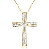 yoalincy Moissanite Cross Necklace for Women Sterling Silver Twisted Cross Pendant with 5A Cubic Zirconia Birthday Jewelry Gifts for Women Wife
