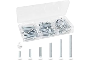 QUADAFY 130 Pack White Outlet Screws 6-32 Thread, Wall Plate Screws for Electrical Cover Panel and Switch Plate, Includes Long Outlet Screws in 6 Sizes (3/8", 9/16", 3/4", 1", 1/2", 1-1/4") (White)