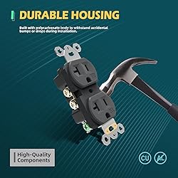 TOPELER Black Duplex Receptacle