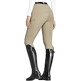 FitsT4 Sports Women's Full Seat Riding Tights with Zipper Pockets Horseback Riding Pants Equestrian Breeches for Women