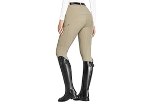 FitsT4 Sports Women's Full Seat Riding Tights with Zipper Pockets Horseback Riding Pants Equestrian Breeches for Women