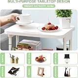 Urackify 3-Tier Metal Rolling Storage Cart with Plastic Top - White view 2