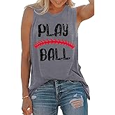 Play Ball Shirt for Womens Baseball Tshirts Graphic Tees Casual Letter Printed Softball Tee Shirts Top
