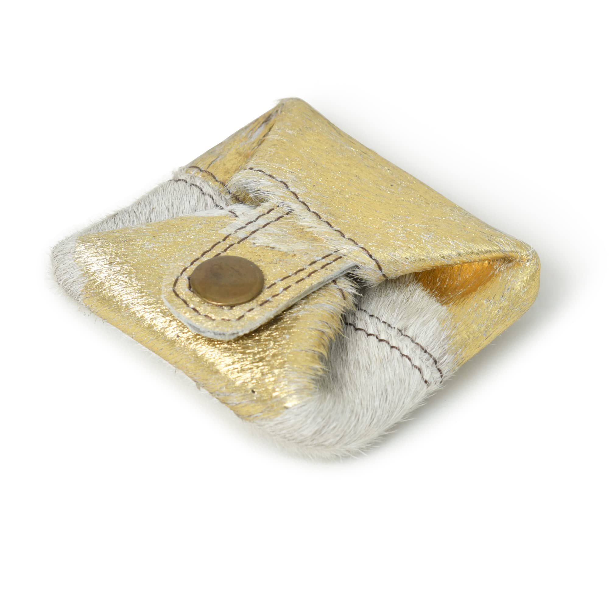 Photo 1 of Leather Coin Pouch Change Holder Mini Pocket Wallet for Men Women (Gold Foil Cowhide, Pack of 1)