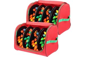 HLIMIOR Christmas Light Storage Bag with Reels- Holds up to 750ft of Mini Lights. 600D Zipper Bag & Container for Holiday Xmas Lights. A Classic Storage Solution!(2, RED)