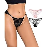 EclatBling String Bikini Panties for Women Hipster Panties Breathable Floral Mesh Cheeky Underwear for Women 2 Pack XS-L