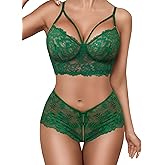 Avidlove Women Lingerie Sets Sexy Lace Bra and Panty Sets 2 Piece Lace Babydoll Outfits S-XXL