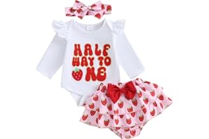 Baby Girl Half First Birthday Outfit Strawberry Romper Bodysuit Shorts Skirt Sets Infant Girls Fall Summer Clothes