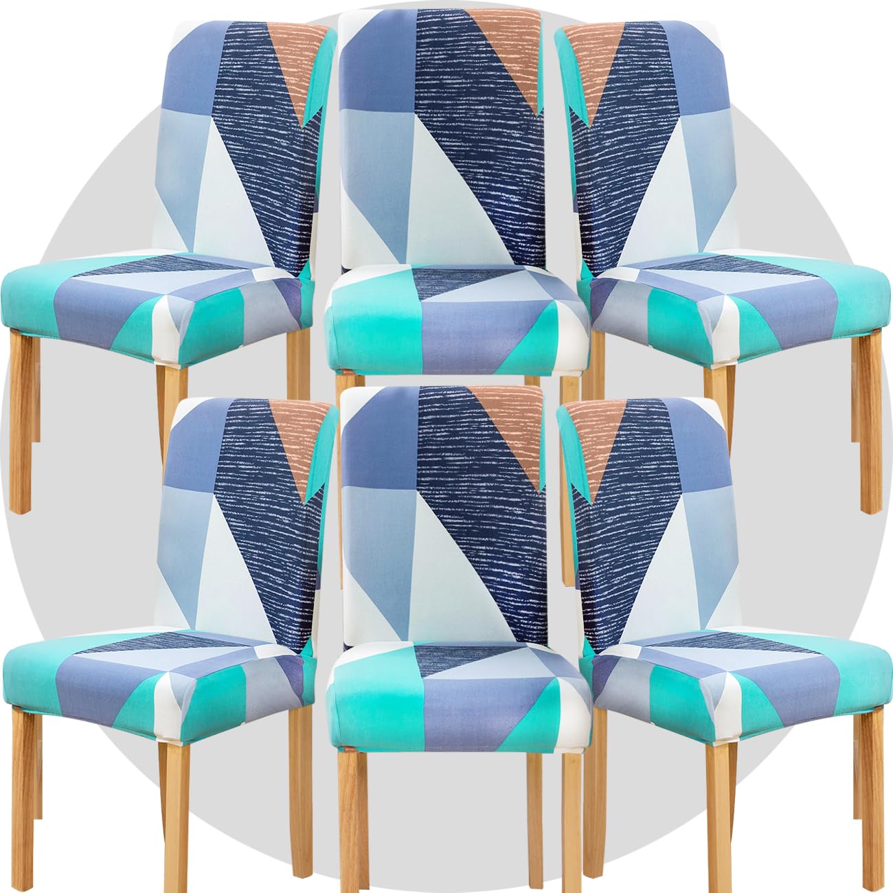 TOMMO Dining Room Chair Covers Set of 6, Stretch Removable Washable Spandex Dining Chair Slipcovers Protectors, Kitchen Chair Covers for Dining Room Party Hotel Ceremony Banquet(Nordic Memory)