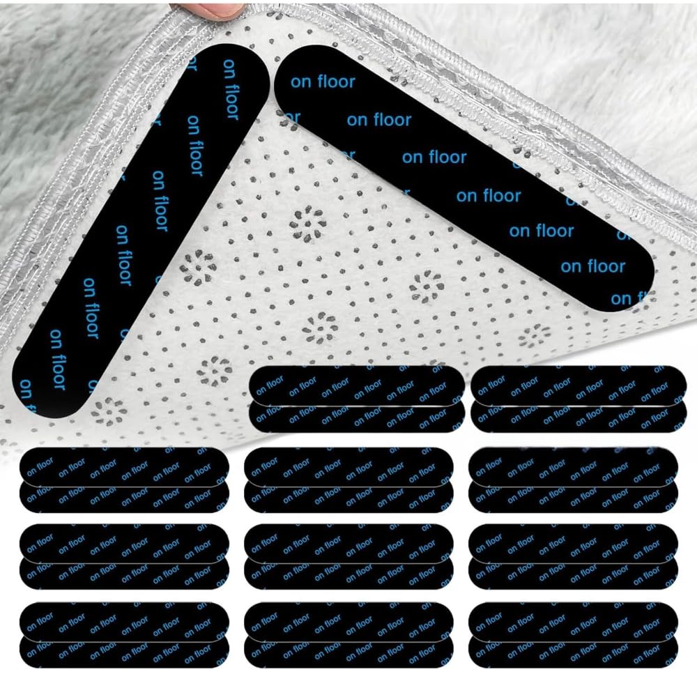 Pack Of 24 Rug Gripper | Reusable & Anti-Slip Rug Grippers For Laminate Floor and Wooden Floors, Multi-Purpose Washable Carpet Tape & Grippers For All Kinds Of Rugs & carpet (Pack Of 24)