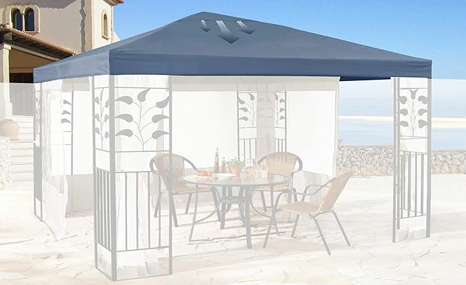 QUICK STAR Ersatzdach für Blätter Pavillon 3x3m Pavillondach Grau Ersatzbezug