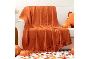 BATTILO HOME Burnt Orange Throw Blanket for Couch, Halloween Throw Blanket for Home Decor, Fall Decorations for Bed, Sofa and Living Room, 50"x60"