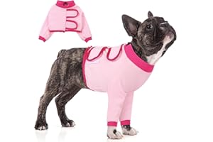 KOESON Dog Recovery Sleeve for Front Legs, Soft Pet Recovery Suit After Surgery, Adjustable Dog Leg Elbow Protector, Pet Wound Care Shirt to Stop Licking, E-Collar Cone Alternative, Pink S