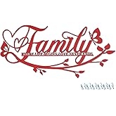 AUHOKY Family Where Life Begins Love Never Ends Word Sign Metal Wall Decor, Black Home Decor Wall Art Decorations, Letters Quotes Sign for Living Room Bedroom Kitchen Indoor Outdoor Decor(17.5", Red)