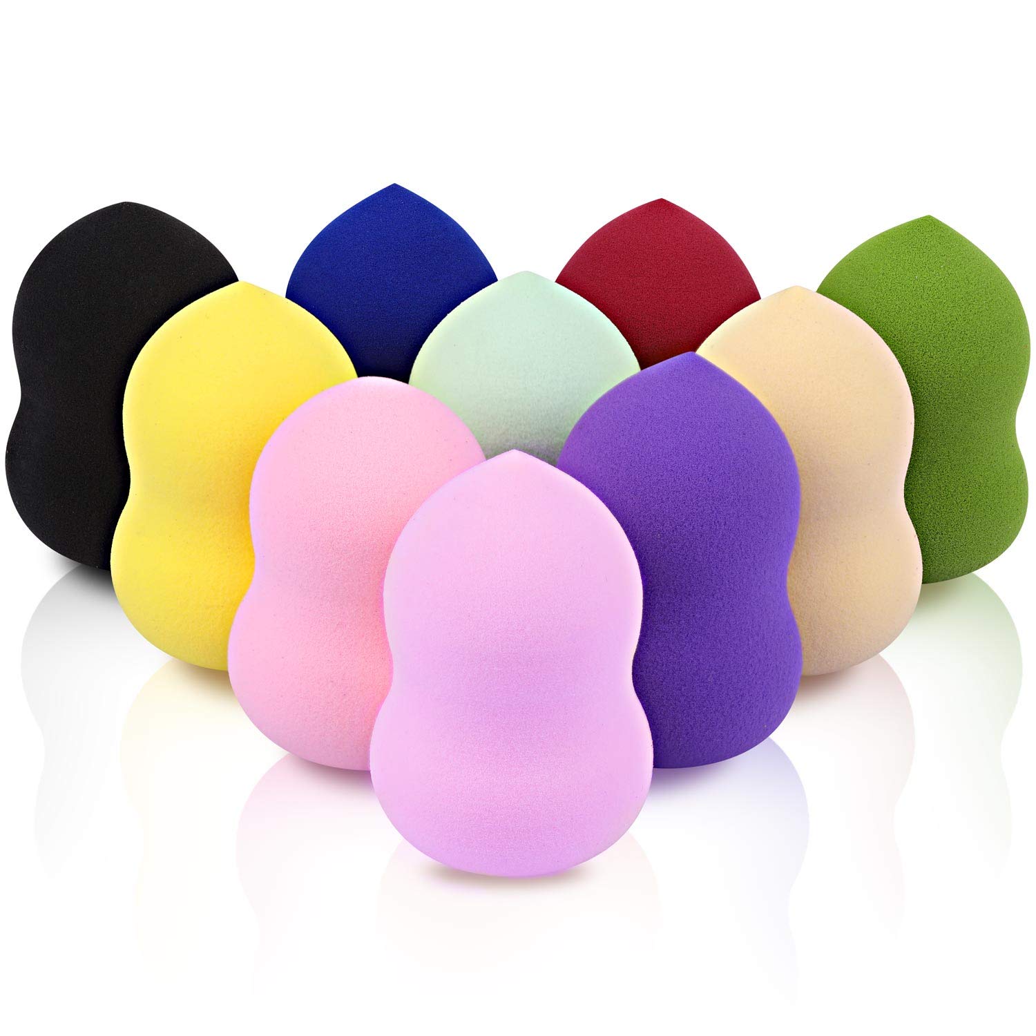 10 Packs Makeup Sponge Blender Egg Shaped Foundation Blending Sponge Multi Colored Beauty Sponge Set Flawless for Liquid Cream and Powder : Beauty