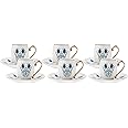 KARACA Iznik Turkish Coffee Cup Set for 6 People - 12 Piece Cups with Saucers - Small Porcelain Espresso Set - Ideal for Serving Greek, Arabic Coffee (3 fl oz)
