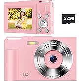 Digital Camera for Kids: Pink Camera for Teens - Christmas Birthday Gifts for Girls 8-10 - 16X Zoom Shoot Cam for Ages 8-13 - Compact Camera for 6 7 8 9 10 Years Old- Toys for Kid Children Toddler
