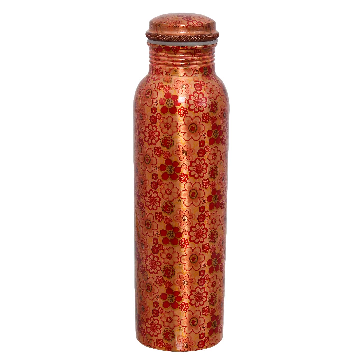Zap Impex Traveler Water Bottle Pure Copper Floral Water Bottle Joint Free