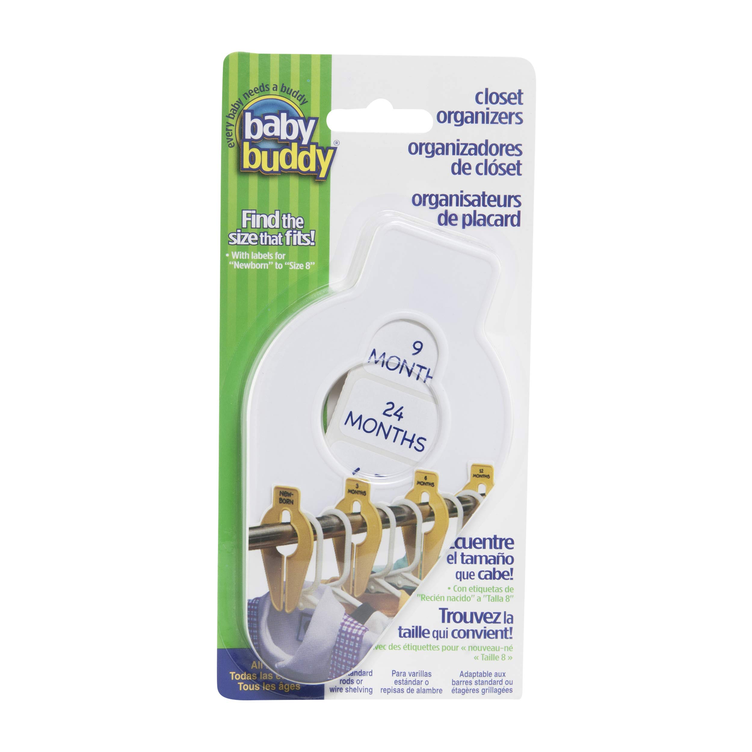 Baby Buddy Size-It Closet Organizers, White, 5 Count by Baby Buddy