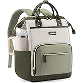 LOVEVOOK Laptop Backpack for Women with Giant Tumbler Holder,17 inch Professional Nurse Teacher Backpack Computer Laptop Bag,Cute Travel Backpack Purse Work College Bag, Beige-Bean green-Army green