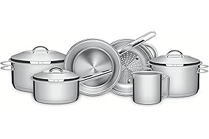 Jogo de Panelas Tramontina Solar em Aço Inox com Fundo Triplo e Tampas de Inox 6 Peças