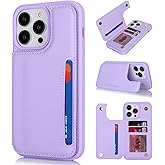 iCoverCase Compatible with iPhone 14 Pro Case with Card Holder, Wallet Case for Women Men RFID Blocking PU Leather Protective Phone Case 6.1 Inch (Light Purple)
