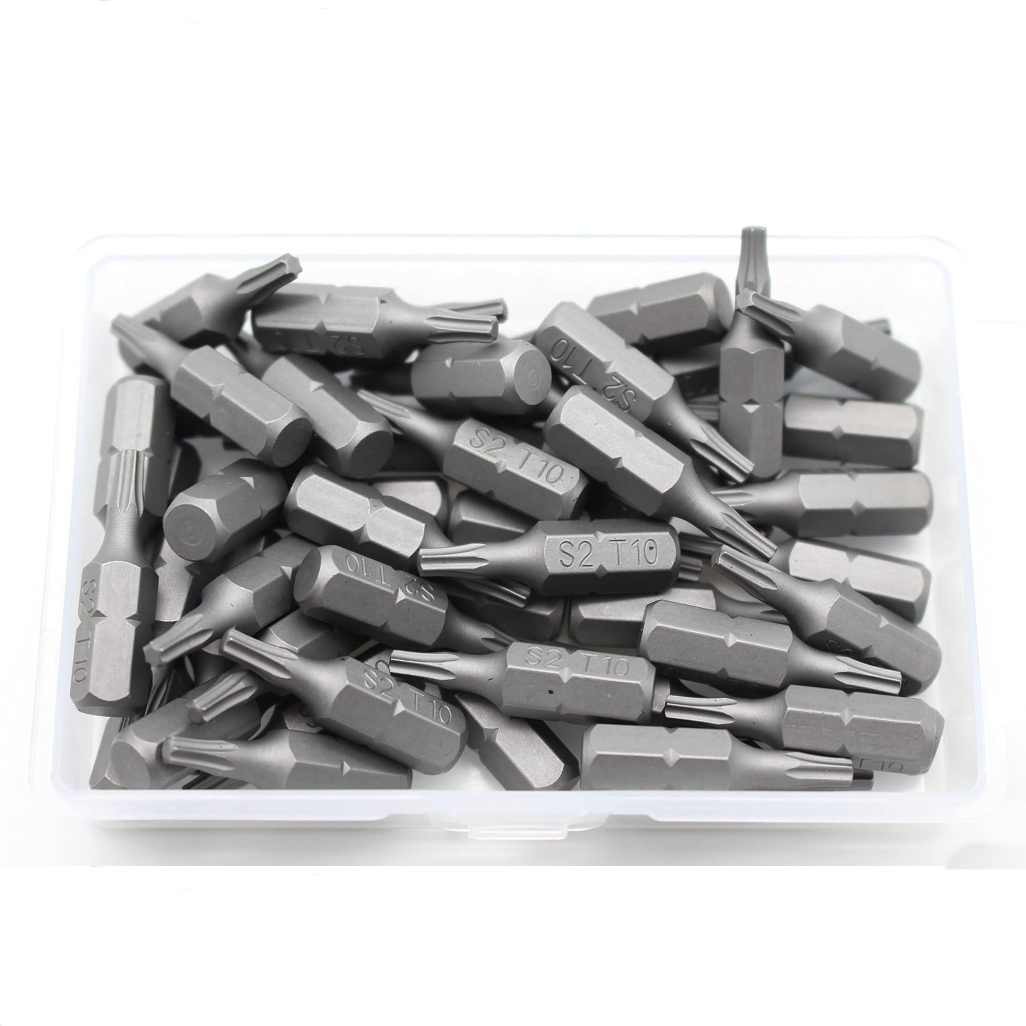 TEMO 50 pc T-10 Torx 6 Points Impact Ready 1 pouce (25 mm) de Long tournevis EMBOUTS Tige hexagonale avec fente Rapide