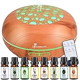 Diffuserlove Essential Oil Diffuser 550ML Diffuser Remote Control Wood Grain Aroma Diffuser Cool Mist Humidifier with 4 Timer, 7 Color LED Lights, Auto Shut-Off for Home Bedroom Office