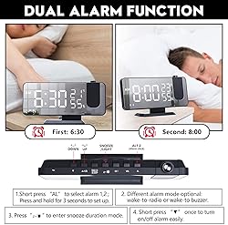 Petilleur Projection Alarm Clock for Bedroom