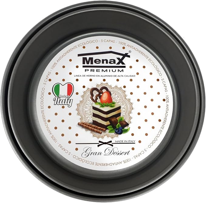 Moule A Gateau Rond Set 2 Menax Focus Fabrique En Italie O 24 Et 28 Cm 5 Couches De Revetement Antiadhesif Moule A Tarte Aluminium