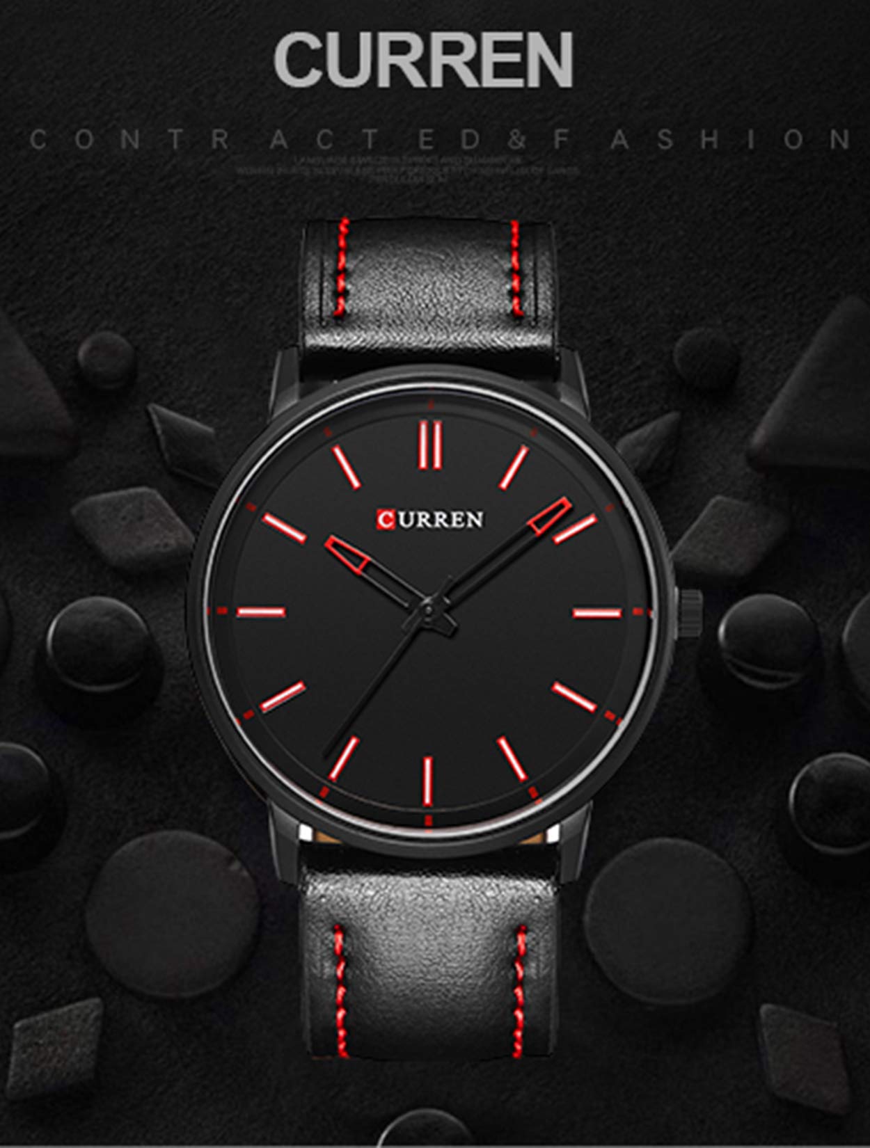 Herren Schwarz Ultradünne Uhr,Armbanduhren für Männer Geschäft Wasserdicht Quarzuhr für Mann mit Schwarzes Lederarmband