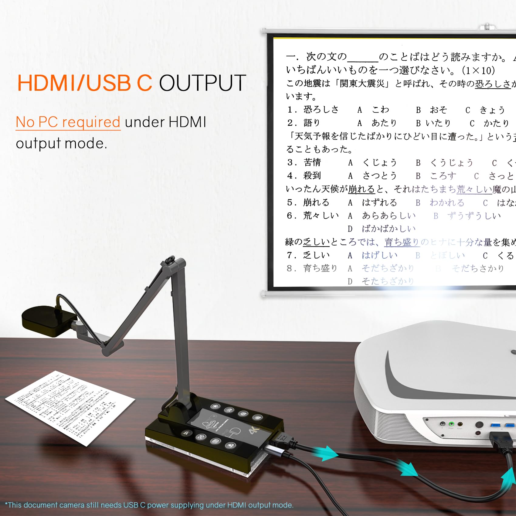 TreasLin Document Camera for Teachers HDMI USB-C 15MP HDIM Document Camera, Remote Learning Classroom Presentations Camera Art Classes Online Teaching with Multi Angle Rotation Adjustment LED Light