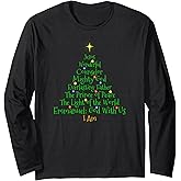 Christian Christmas Shirts Bible Names of Jesus Tree Shaped Long Sleeve T-Shirt