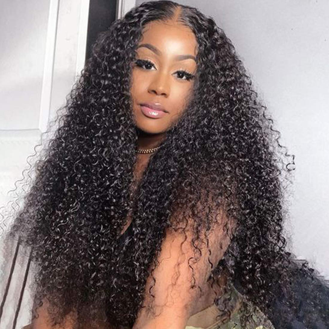 Original Queen 10A Grade Full Lace Wigs Kinky Curly Human Hair wigs With Pre Plucked Hairline Deep Curly Wigs Natural Color 18inches