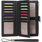 GAEKEAO Wallets for Women Leather RFID Blocking Large Capacity Card Case Ladies Wristlet Clutch Wallets Zipper Pocket with 4 ID Windows 20 Card Slots