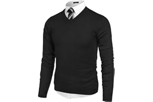 COOFANDY Men V Neck Dress Sweater Long Sleeve Slim Fit Fashion Pullover Sweaters