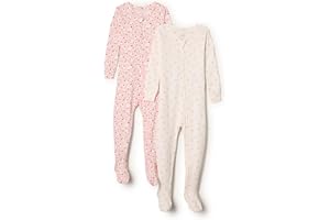 Amazon Essentials x Sofia Grainge Unisex Toddlers and Babies' Snug-Fit Cotton Footed Pajamas, Pack of 2