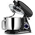 COOKLEE Stand Mixer, 800W 8.5-Qt. Kitchen Mixer with Dishwasher-Safe Dough Hooks, Flat Beaters, Whisk & Pouring Shield, SM-15