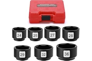 Mayouko 7 Pieces Low Profile Oil Filter Cap Wrench Socket Set, Oil Filter Cap Remove and Install Tool Kit, 24mm, 25mm, 27mm, 