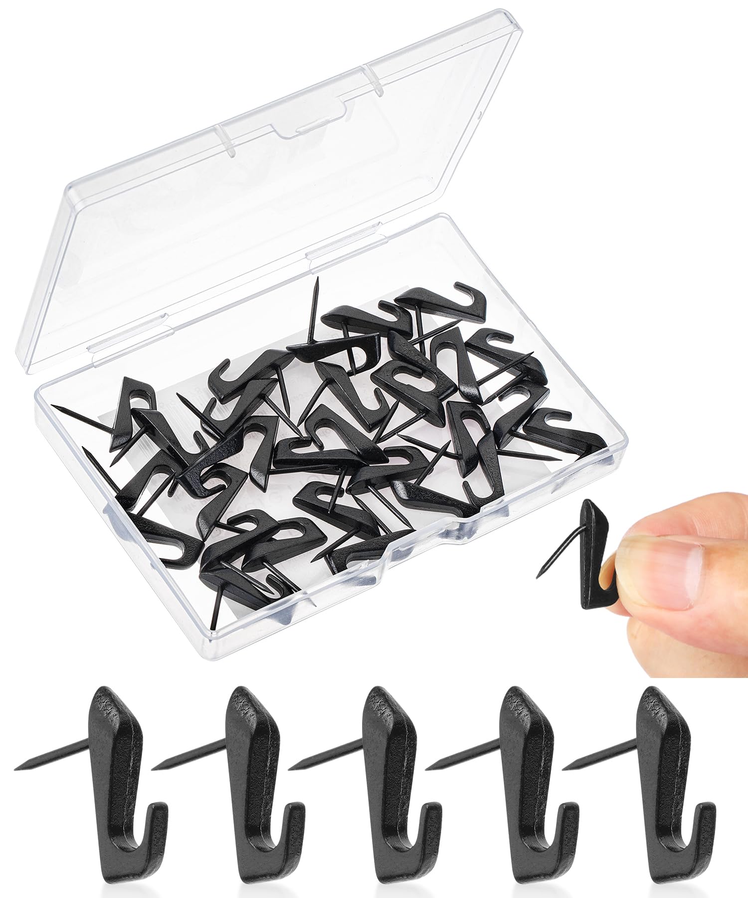 Photo 1 of ***FACTORY SEALED***Mr. Pen- Push Pin Hooks for Hanging Pictures, 30 Pack, Black, Decorative Push Pins for Wall Tacks, Wall Pins for Hanging and Bulletin Board