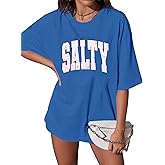 Salty Beach Oversized Graphic Tees: Womens Summer Beach Tshirts Hawaii Shirt Casual Short Sleeve Tops