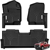 YITAMOTOR Floor Mats Compatible with F250/F350/F450/F550 2017-2025 2026 Super Duty Crew Cab Bucket Seat with Under Seat Storage, 1st & 2nd Row All Weather Protection