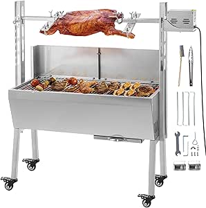 Vevor 25w Stainless Steel Rotisserie Grill Roaster With Back Cover Guard 37 Inch q Small Pig Lamb Rotisserie Roaster Max Capacity Lbs Rotisserie Roaster Grill For Camping Outdoor Patio Lawn Garden Amazon Com