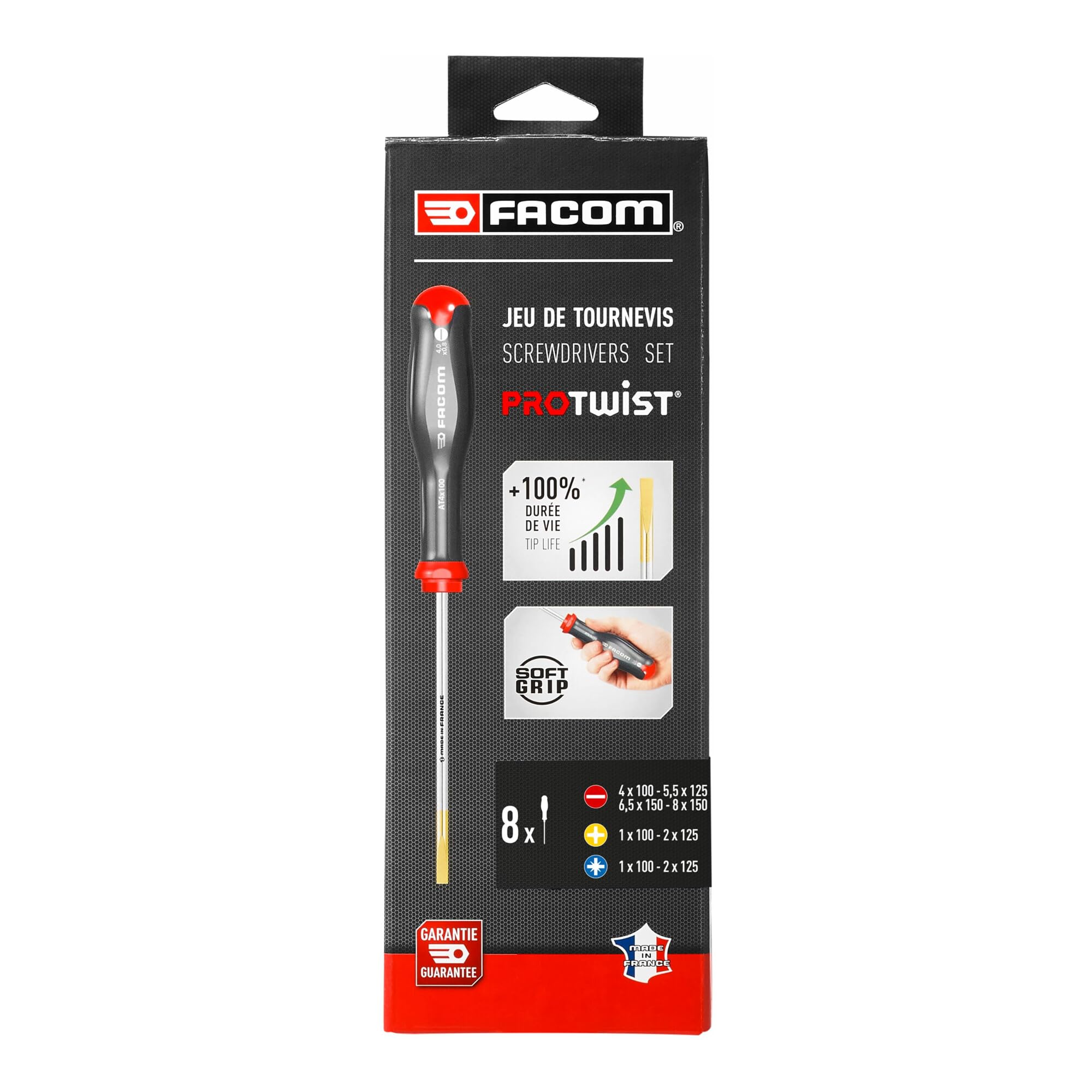 FACOM Protwist Screwdriver Set of 8 - at.J8PB, Silver, 8 Pieces