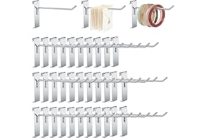 OGANAZI 35 Pack Gridwall Hook 6 Inch Gridwall Accessories Grid Wall Hanging Hooks Metal Grid Wall Shelf Brackets and Hanger Gridwall Panel Hook for Garage Shop Retail Display Efficient Storage Silver