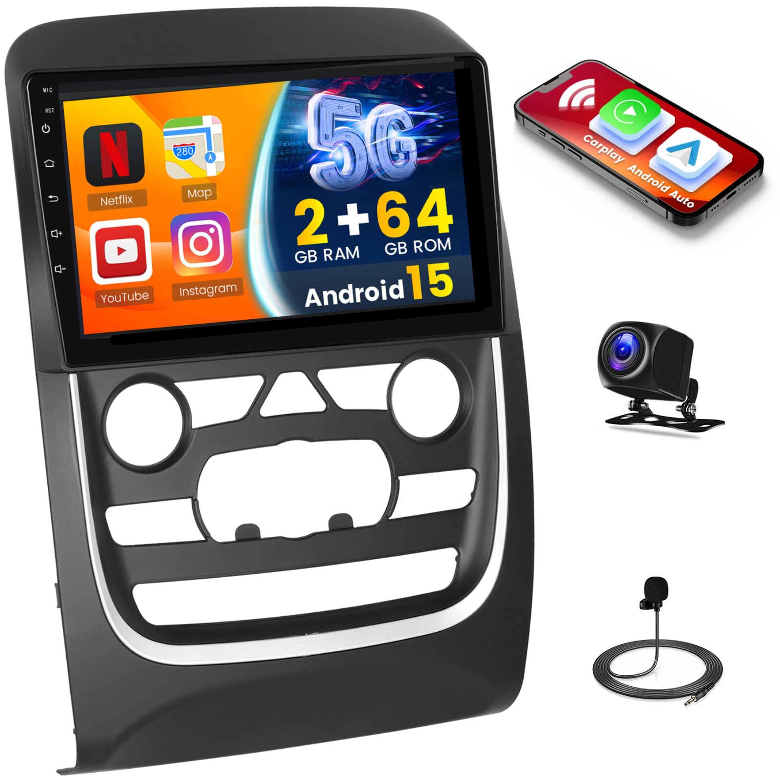 Photo 1 of [4Core 64G] for Dodge Durango 2014-2020 Android 15 Car Stereo, Hikity 9" Touchscreen Durango Car Radio Wireless Carplay Android Auto Mirror Link GPS 5G WiFi Bluetooth SWC Backup Cam EQ/FM MIC 1280P