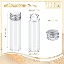 Didaey 100 Pcs Vials Clear Mini Glass Bottles with