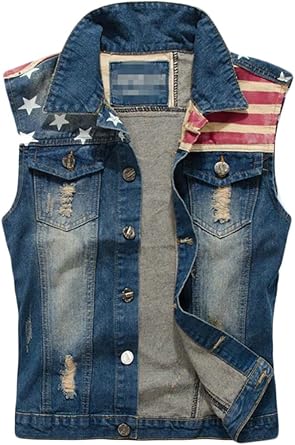 mens distressed denim vest